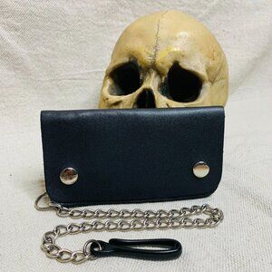 Black Leather Biker Chain Wallet